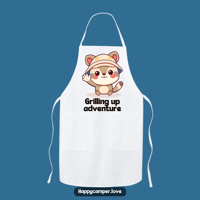 Funny Camper Apron: Cheerful Animal Waving, Humorous Outdoor Wear