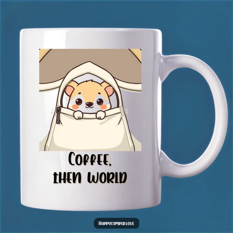 Funny Curious Animal Tent Peek Mug - Hilarious Camping Surprise Gift