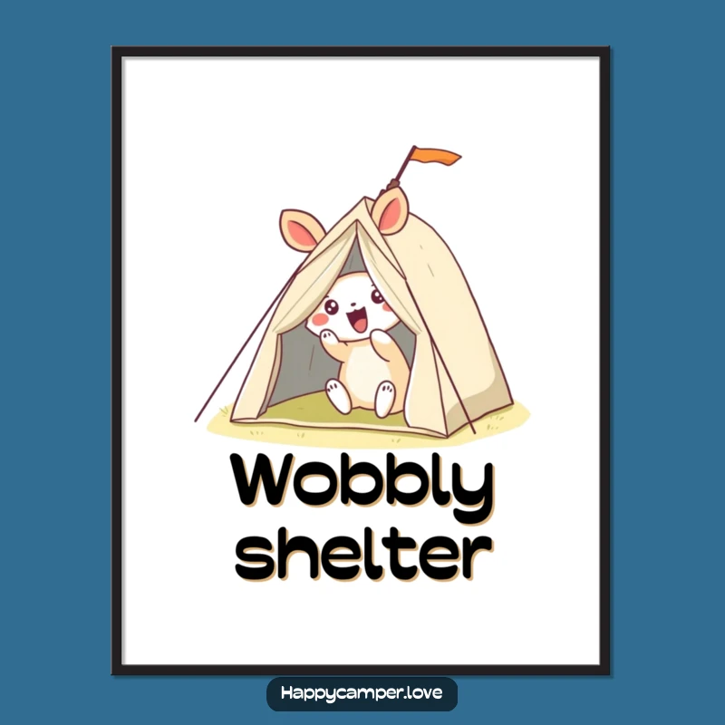 Funny Wobbly Tent Pitching Animal Digital Art - Hilarious Printable Wall Decor