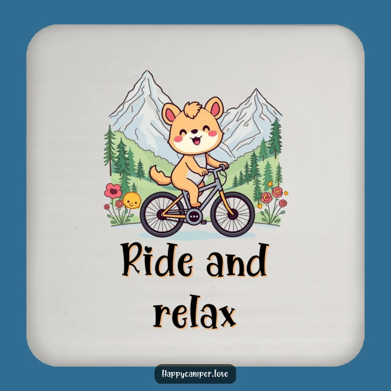 Funny Cycling Animal Mountain Drink Coaster - Protect Surfaces with Adventure