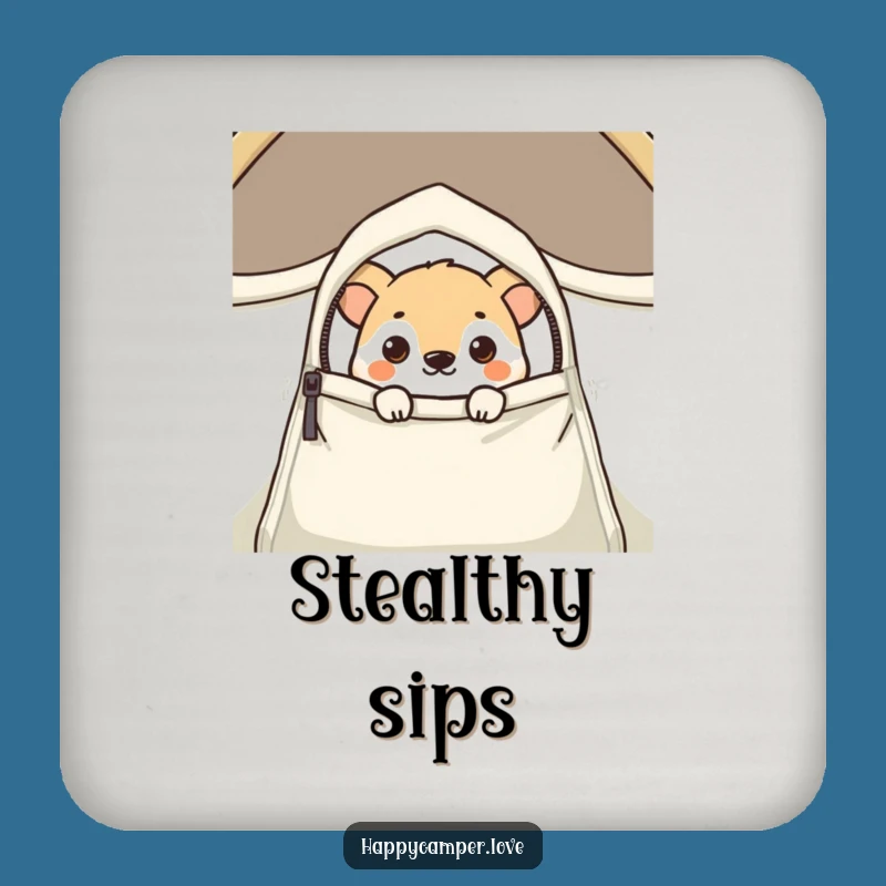 Funny Curious Animal Tent Peek Drink Coaster - Protect Surfaces with Playful Charm