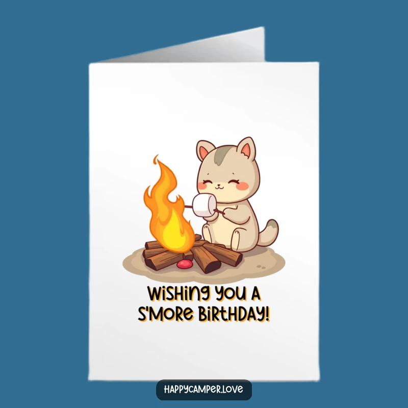 Free Printable Birthday Card: Roasting Marshmallow Animal - Funny Downloadable Gift!