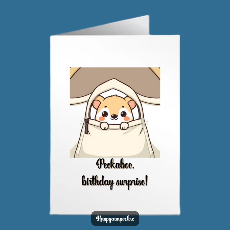 Free Printable Birthday Card: Curious Tent Animal - Funny Surprise Downloadable!