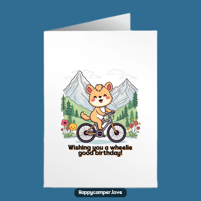Free Printable Birthday Card: Cycling Animal Mountains - Joyful Downloadable Gift!
