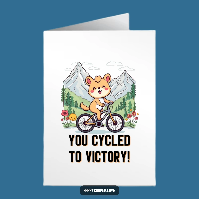 Free Printable Congrats Card: Cycling Animal Mountains - Happy Downloadable Achievement!