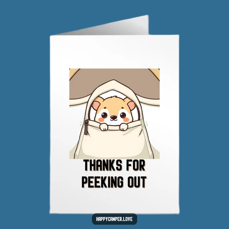 Free Printable Thank You Card: Curious Tent Animal - Funny Peek Downloadable!