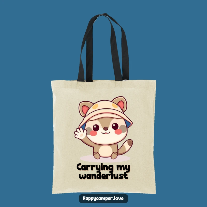 Funny Camper Tote Bag: Cheerful Animal Waving, Stylish & Humorous Carryall